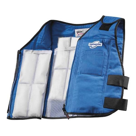 Cooling Vest, Cotton, Cold Pack Inserts, 2 to 3 hr Max Cooling Time, Zipper Closure, 27 in Length MPN:6626-BLUE2XL