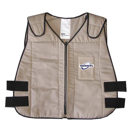 Cooling Vest, Cotton, Cold Pack Inserts, 2 to 3 hr Max Cooling Time, Zipper Closure, 21 in Length MPN:6626-KHAM/L