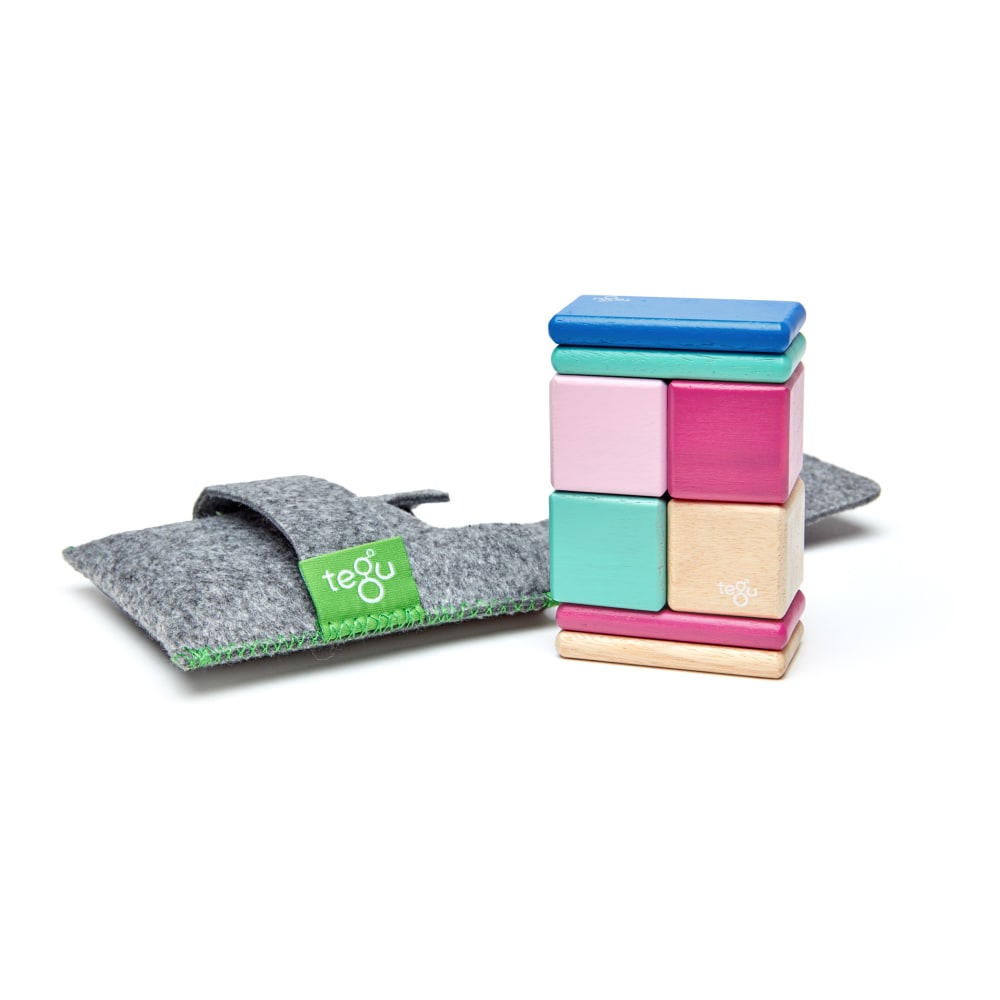 Tegu Magnetic Wooden Blocks, Blossom, 8-Piece Pocket Pouch MPN:TEGPOPBSM607T