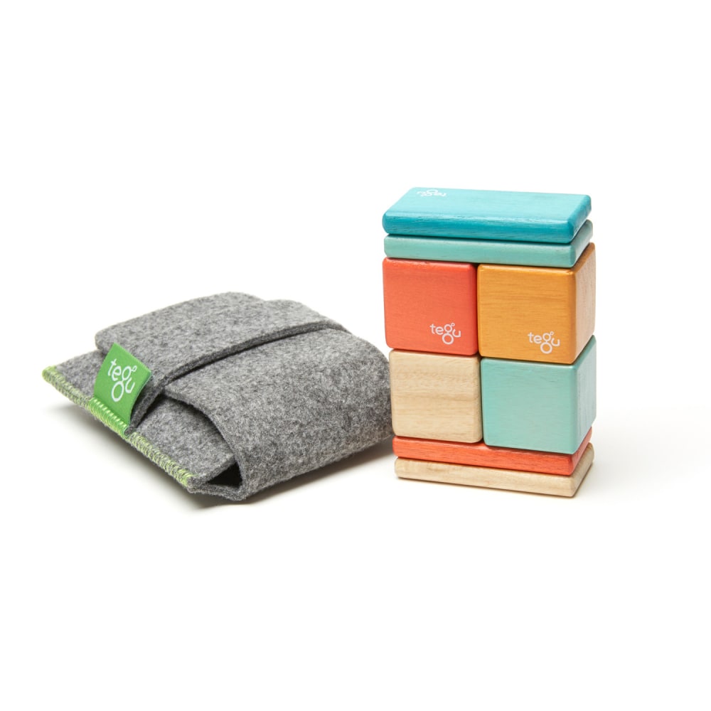 Tegu Magnetic Wooden Blocks, Sunset, 8-Piece Pocket Pouch MPN:TEGPOPSNS508T