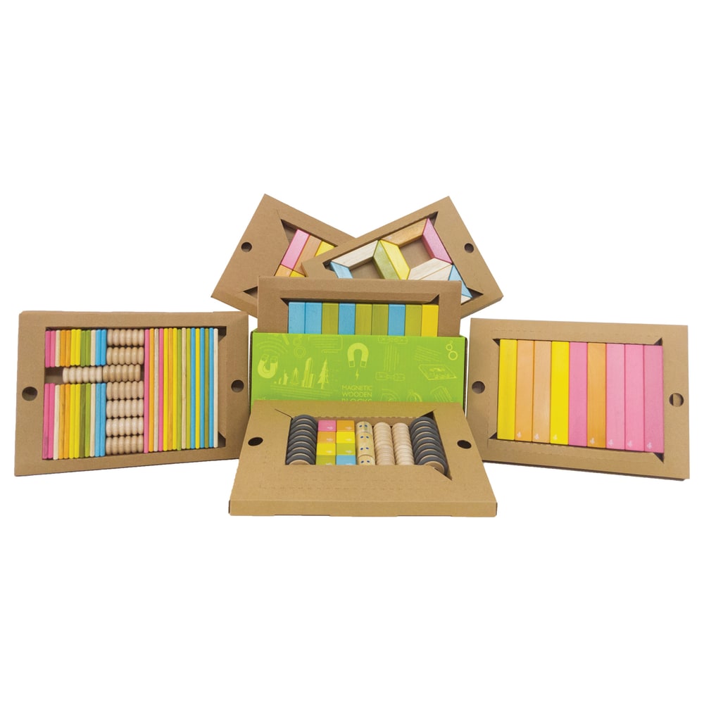 Tegu Magnetic Wooden Blocks, Classroom Kit, Assorted Colors, 130 Pieces MPN:TEGK12001SJG