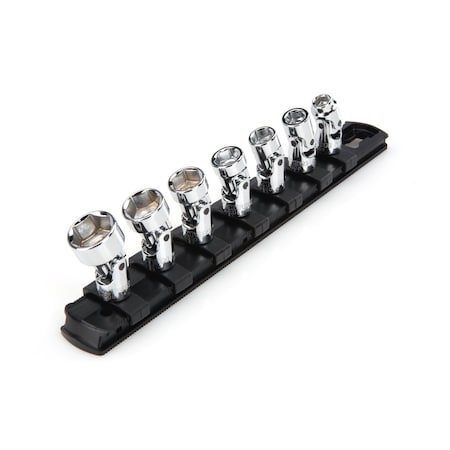 1/4 Inch Drive 6-Point Universal Joint Socket Set with Rail, 7-Piece 1/4-9/16 in. MPN:SHD90109