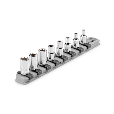 1/4 Inch Drive External Star Socket Set with Rail, 8-Piece E4-E12 MPN:SHD90115
