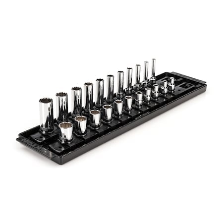 1/4 Inch Drive 12-Point Socket Set with Rails and Tray, 22-Piece 5/32-9/16 in. MPN:SHD90213