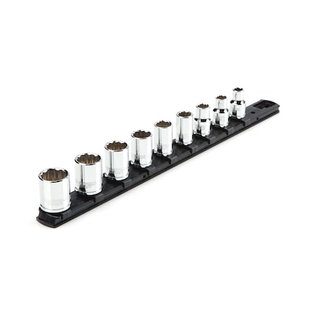 3/8 Inch Drive 12-Point Socket Set with Rail, 9-Piece (5/16-3/4 in.) MPN:SHD91103