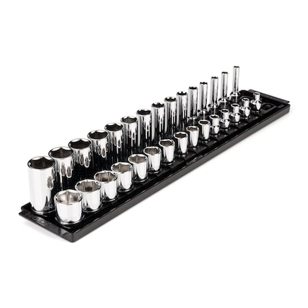 3/8 Inch Drive 6-Point Socket Set with Rails and Tray, 30-Piece 1/4-1 in. MPN:SHD91209