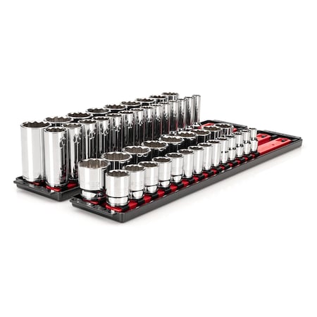 1/2 Inch Drive 12-Point Socket Set with Rails and Trays, 46-Piece 10-32 mm MPN:SHD92208