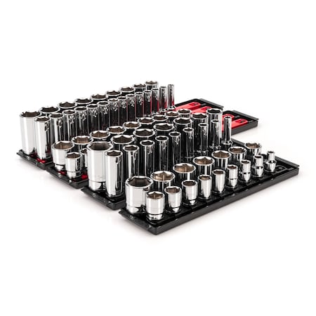 1/2 Inch Drive 6-Point Socket Set with Rails and Trays, 78-Piece 3/8 - 1-5/16 in., 10-32 mm MPN:SHD92215