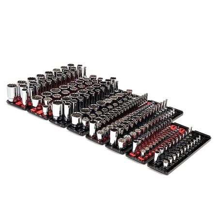 1/4, 3/8, 1/2 Inch Drive 12-Point Socket Set with Rails and Trays 214-Piece MPN:SHD99203