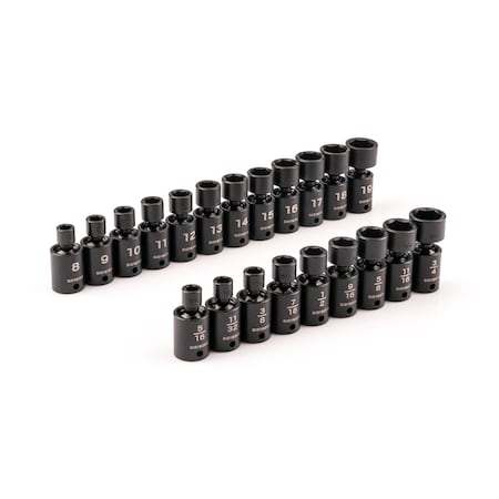 3/8 in Drive Flex Impact Socket Set, Metric, SAE, 21 pcs MPN:SID97004