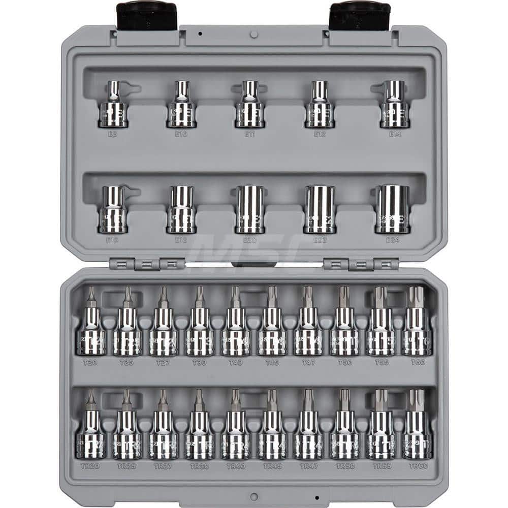 1/2 Inch Drive Torx/TR Torx Bit & External Star Socket Set, 30-Piece (T20-T60, TR20-TR60, E8-E24) MPN:SKT25402