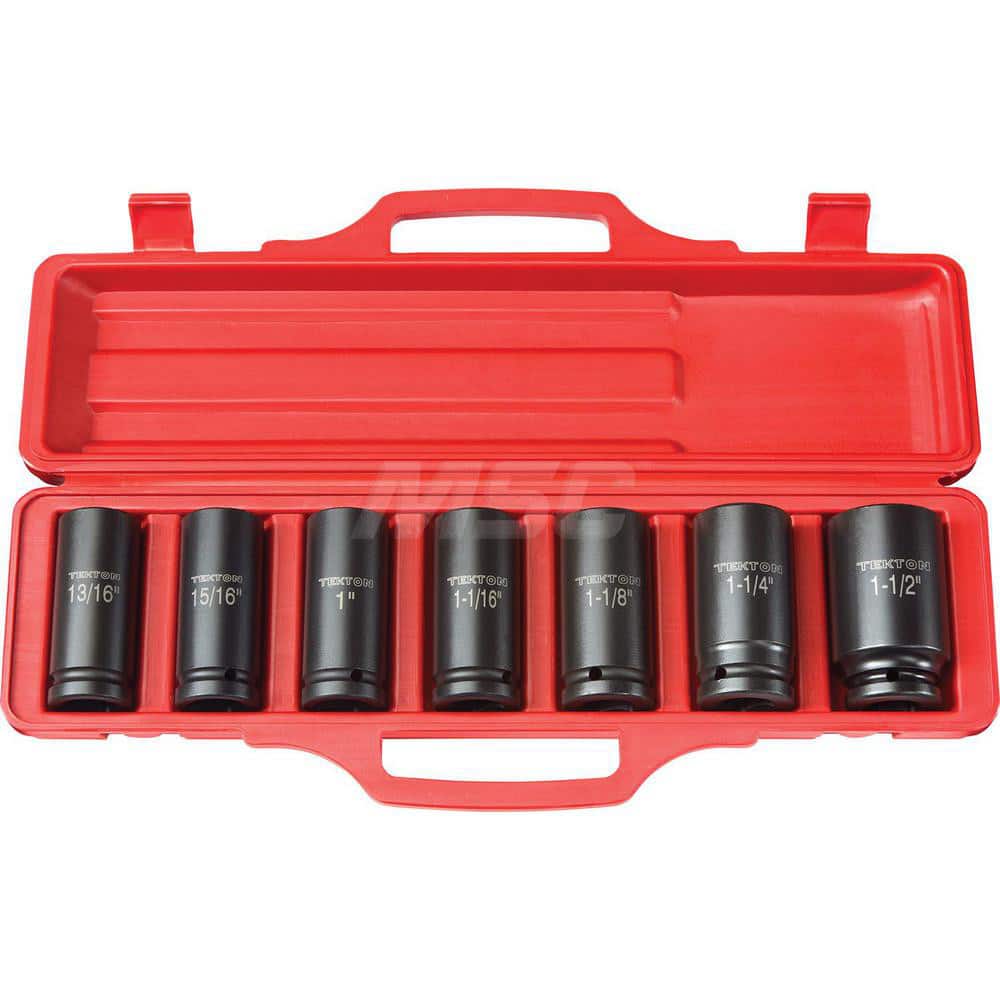 Socket Set: 7 Pc, 13/16 to 1-1/2