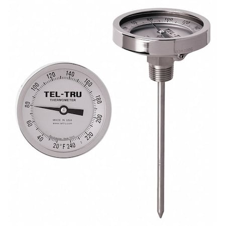 Analog Dial Thermometer, Stem 9