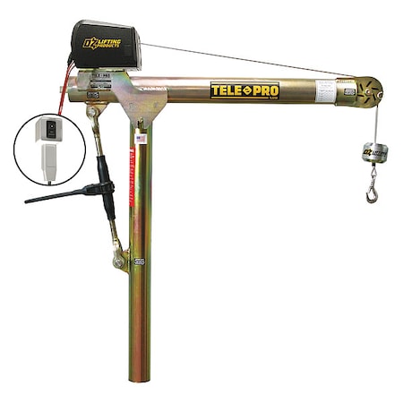 Davit Crane, 500 lb Capacity, 23 in to 66 in Reach, 0 in to 1080 in Lift Range, Yellow MPN:OZTP500DAV-DCW