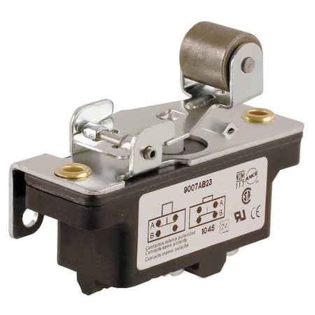 Snap Action Switch, Lever, Roller Actuator, 1NC/1NO, 15 A at 600 V AC Contact Rating MPN:9007AB23