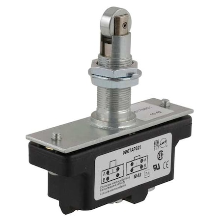 Snap Action Switch, Panel Mount, Plunger, Roller Actuator, 1NC/1NO, 15 A at 600 V AC Contact Rating MPN:9007AP321