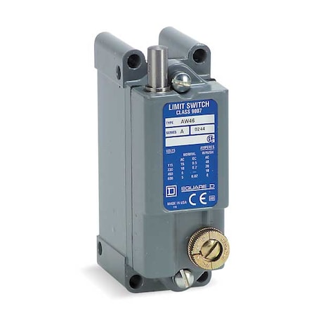 Heavy Duty Limit Switch, Plunger, 1NC/1NO, 15A at 600V AC, Actuator Location: Top MPN:9007AW46