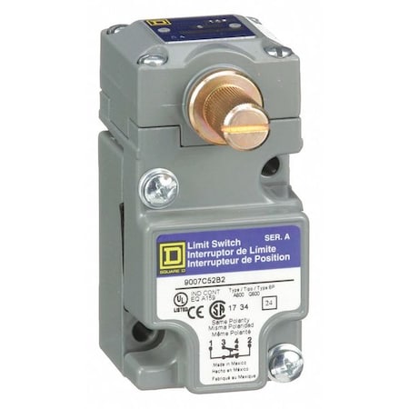 Heavy Duty Limit Switch, No Lever, Rotary, 1NC/1NO, 10A at 600V AC, Actuator Location: Side MPN:9007C52B2