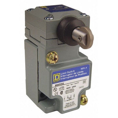 Heavy Duty Limit Switch, Plunger, Roller, 1NC/1NO, 10A at 600V AC, Actuator Location: Top MPN:9007C52F