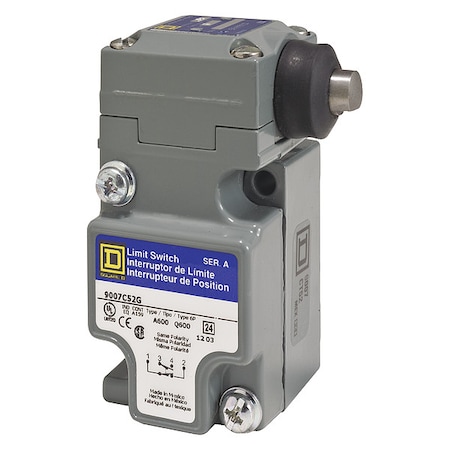 Heavy Duty Limit Switch, Adjustable Push, Rod, 1NC/1NO, 10A at 600V AC, Actuator Location: Side MPN:9007C52GD