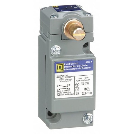 Heavy Duty Limit Switch, No Lever, Rotary, 1NC/1NO, 10A at 600V AC, Actuator Location: Side MPN:9007C54A2