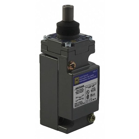 Heavy Duty Limit Switch, Plunger, 1NC/1NO, 10A at 600V AC, Actuator Location: Top MPN:9007C54R