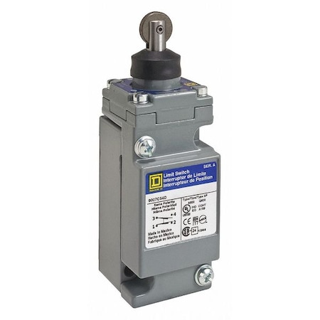 Heavy Duty Limit Switch, Plunger, Roller, 2NC/2NO, 10A at 600V AC, Actuator Location: Top MPN:9007C62D