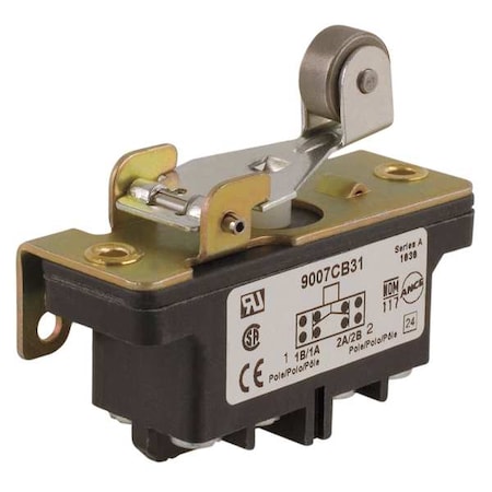 Snap Action Switch, Lever, Roller Actuator, 2NC/2NO, 10 A at 600 V AC Contact Rating MPN:9007CB31