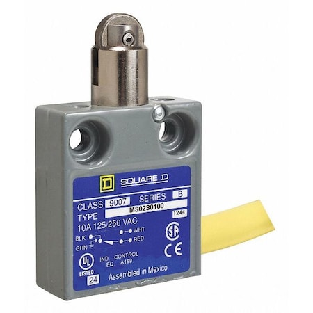 Limit Switch, Plunger, Roller, SPDT, 10A at 240V AC, Actuator Location: Top MPN:9007MS02S0206