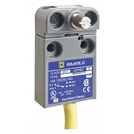Limit Switch, No Lever, Rotary, SPDT, 10A at 300V AC, Actuator Location: Side MPN:9007MS04S0300