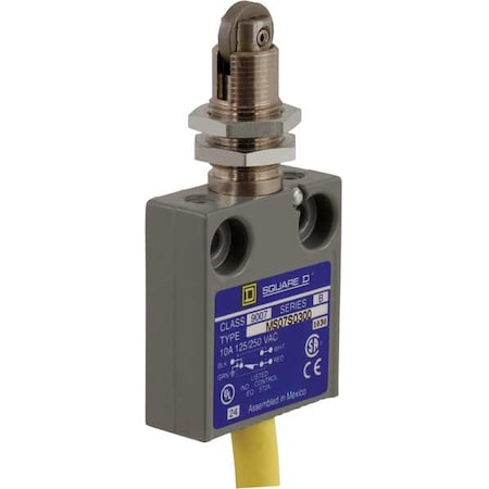 Limit Switch, Plunger, Roller, SPDT, 10A at 300V AC, Actuator Location: Top MPN:9007MS07S0100