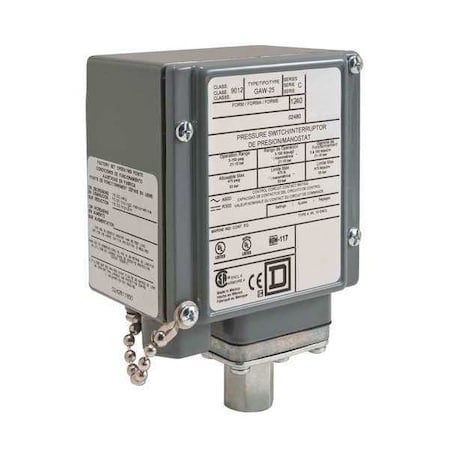 Pressure Switch, Standard, DPDT, 1 Ports, 1/4-18