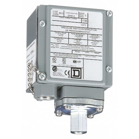 Pressure Switch, Standard, SPDT, 1 Ports, 1/4-18