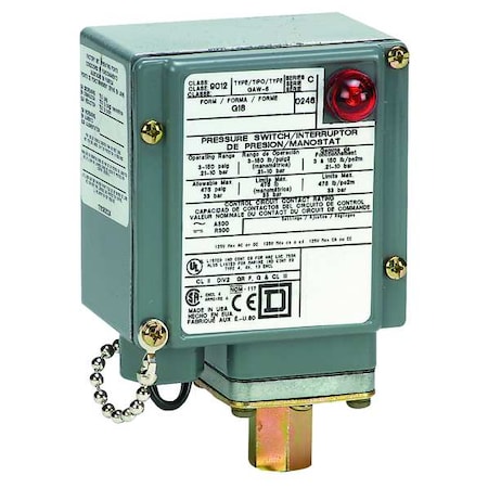 Pressure Switch, Standard, SPDT, 1 Ports, 1/4-18