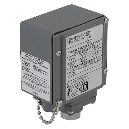 Pressure Switch, Standard, DPDT, 1 Ports, 1/4-18