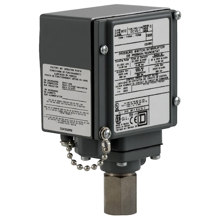 Pressure Switch, Standard, DPDT, 1 Ports, 1/4-18