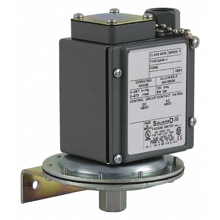 Vacuum Switch, Standard, SPDT-1NO/1NC, 0 to 28.7 in Hg Range MPN:9016GAW1