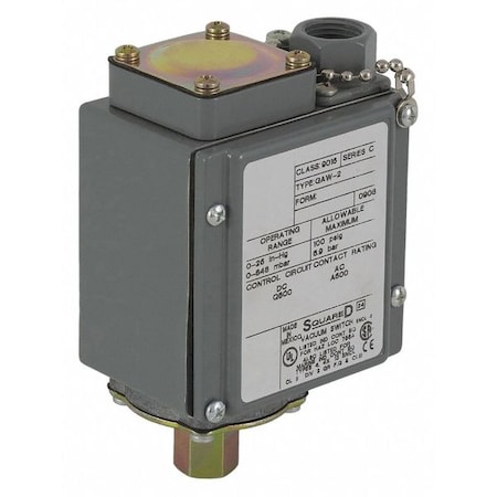 Vacuum Switch, Standard, 1NO/1NC, 0 to 25 in Hg Range MPN:9016GAW2
