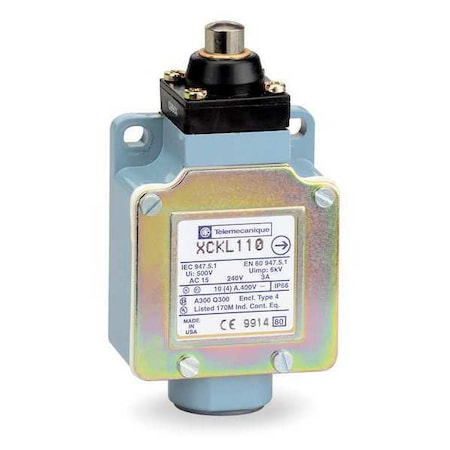 Limit Switch, Plunger, 1NC/1NO, 10A at 240V AC, Actuator Location: Top MPN:XCKL110H7