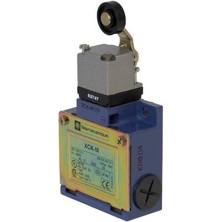 Limit Switch, Roller Lever, Rotary, 1NC/1NO, 10A at 240V AC, Actuator Location: Side MPN:XCKM115H7