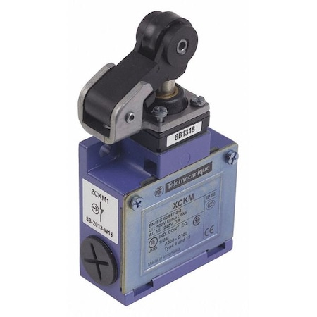 Limit Switch, Plunger, Roller, 1NC/1NO, 10A at 240V AC, Actuator Location: Top MPN:XCKM121