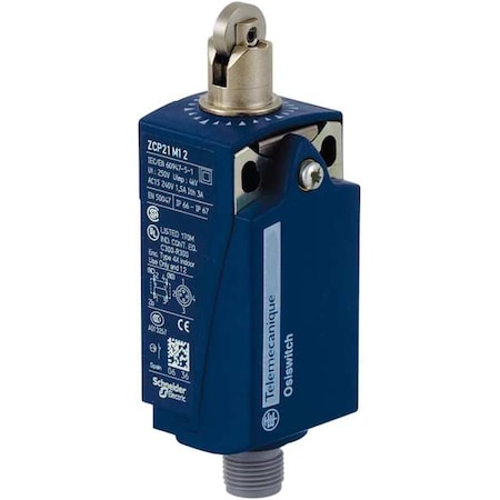 Limit Switch, Plunger, Roller, 1NC/1NO, 3A at 240V AC, Actuator Location: Top MPN:XCKP2102M12