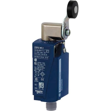 Limit Switch, Roller Lever, Rotary, 1NC/1NO, 3A at 240V AC, Actuator Location: Side MPN:XCKP2118M12
