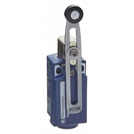 Limit Switch, Adjustable Roller Lever, Rotary, 1NC/1NO, 10A at 240V AC, Actuator Location: Side MPN:XCKP2145G11