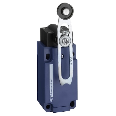Limit Switch, Adjustable Roller Lever, Rotary, 1NC/1NO, 10A at 240V AC, Actuator Location: Side MPN:XCKS141