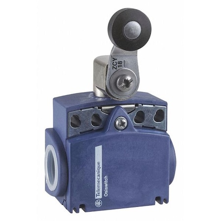 Limit switch, Roller Lever, Rotary, 1NC/1NO, 10A at 240V AC, Actuator Location: Side MPN:XCKT2118N12