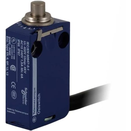 Limit Switch, Plunger, 1NC/1NO, 6A at 240V AC, Actuator Location: Top MPN:XCMD2110L1