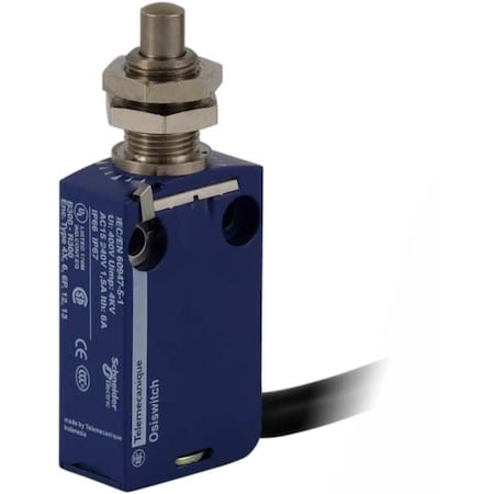 Limit Switch, Plunger, 1NC/1NO, 6A at 240V AC, Actuator Location: Top MPN:XCMD21F0L1