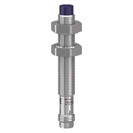 Cylindrical, Inductive Proximity Sensor, 8 mm Dia., Brass, M8, 3 Wires, Unshielded MPN:XS208BLPAM8