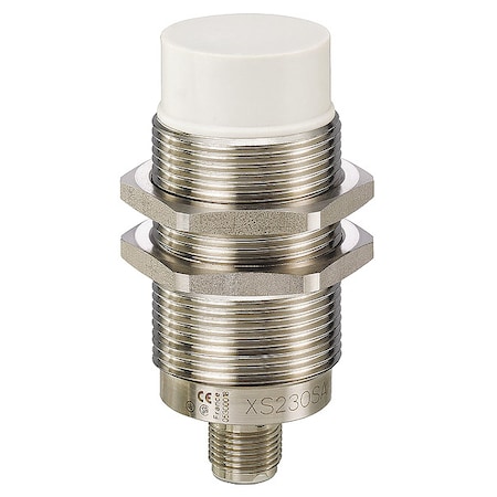 Cylindrical, Inductive Proximity Sensor, 30 mm Dia., Stainless Steel, 1/2 in Connector, 2 Wires, Unshielded MPN:XS230SAMAU20